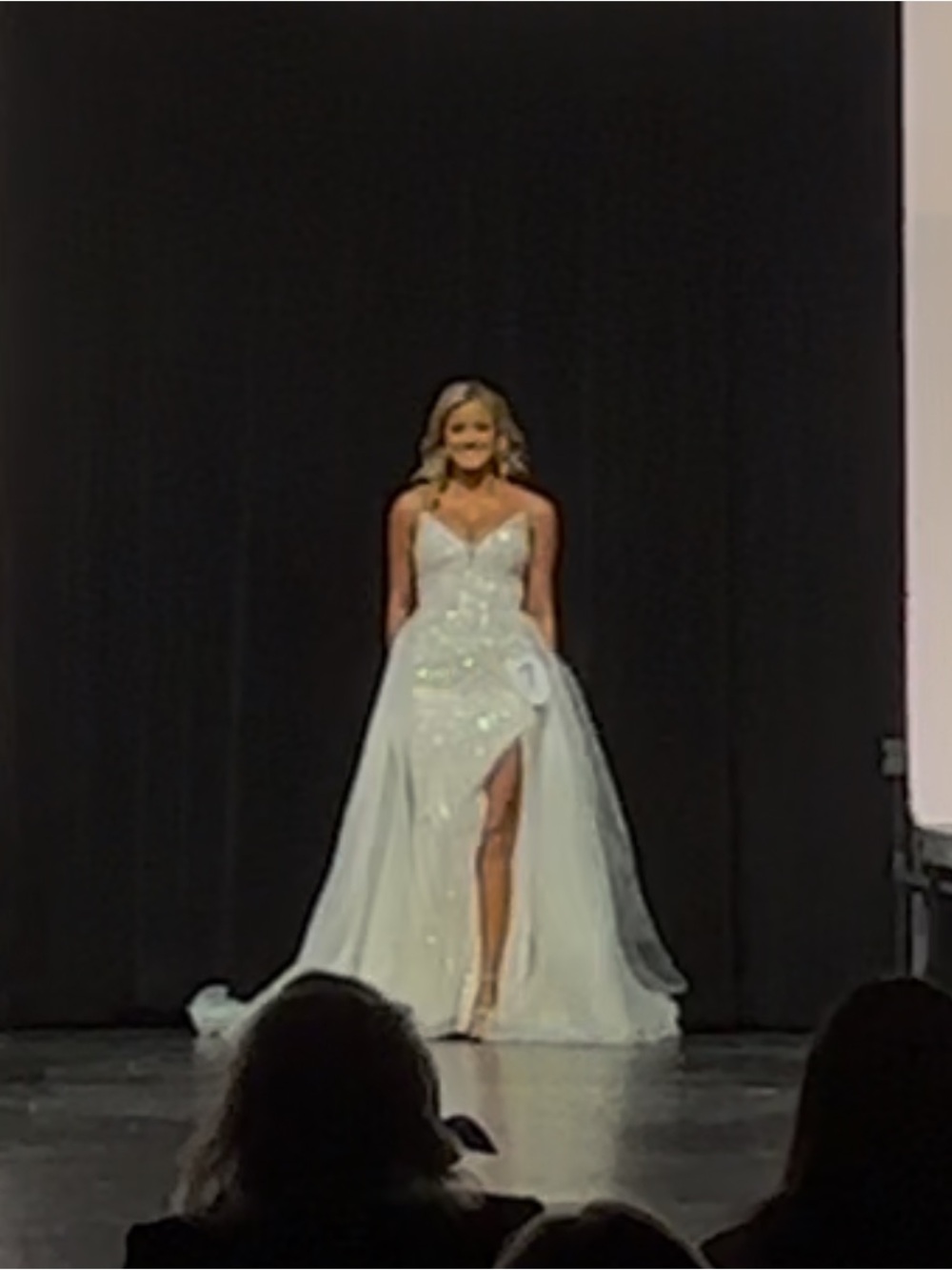 Ivory Sparkle Prom Dress with High Slit